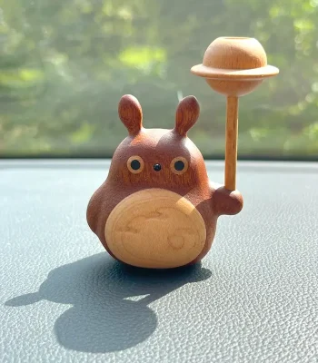 Wooden Small Totoro with Car Decor