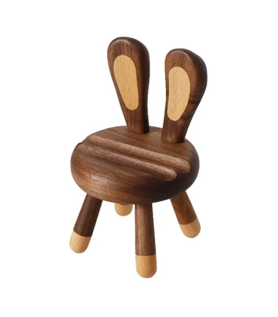 A wooden phone holder featuring charming bunny ears