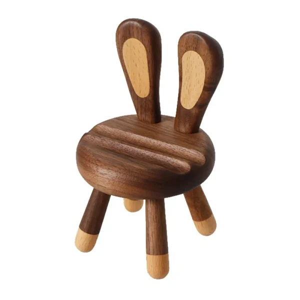 A wooden phone holder featuring charming bunny ears