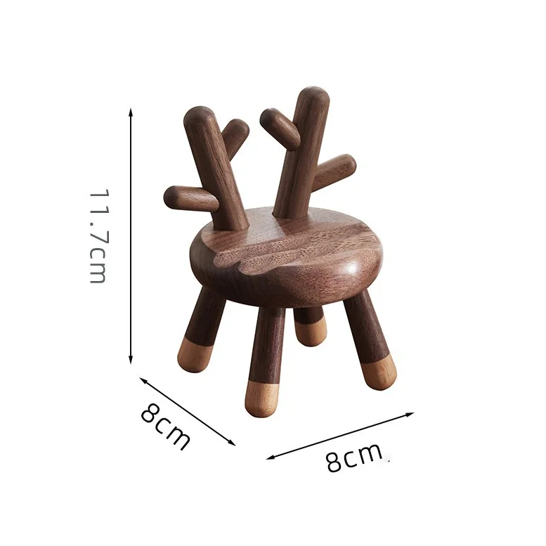 A wooden phone stand featuring deer antlers, available in various sizes