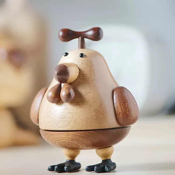 A charming wooden music box featuring a chicken design