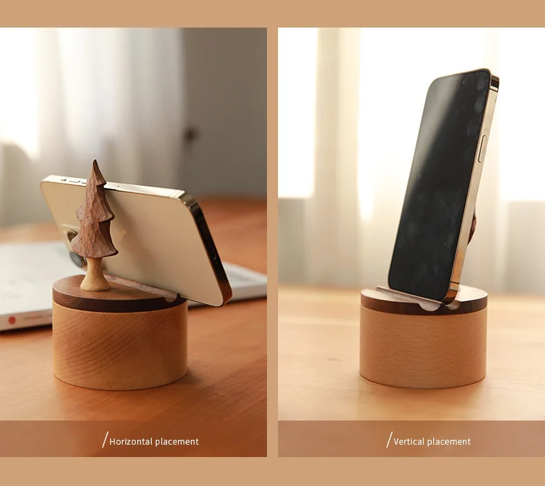 wooden phone stand box designed for desk use