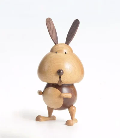 charming wooden music box featuring a general rabbit design