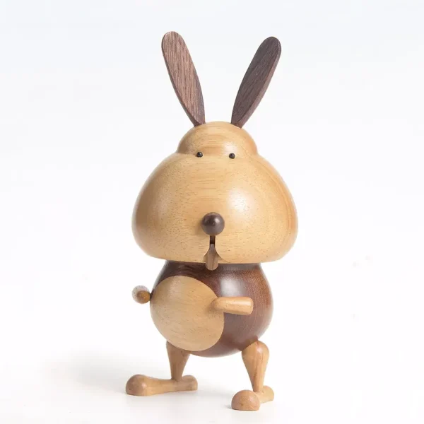 charming wooden music box featuring a general rabbit design