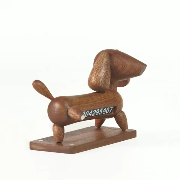 This is a wooden temporary car parking card featuring a Dachshund design, perfect for marking your parking spot