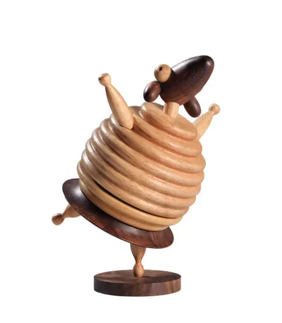 charming wooden music box featuring a dancing sheep design