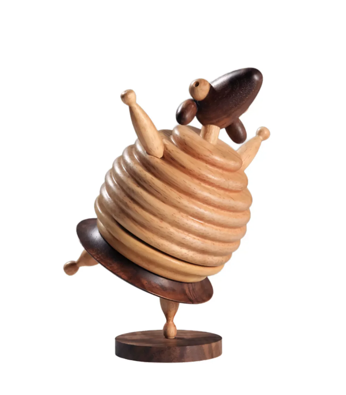 charming wooden music box featuring a dancing sheep design