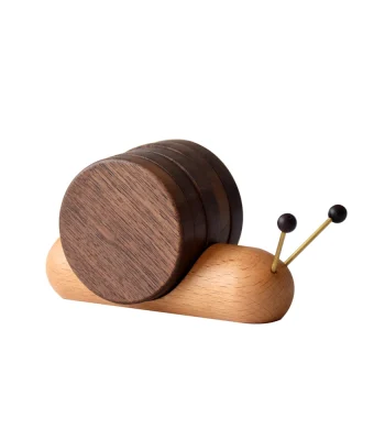 Adorable wooden coasters featuring a charming snail design