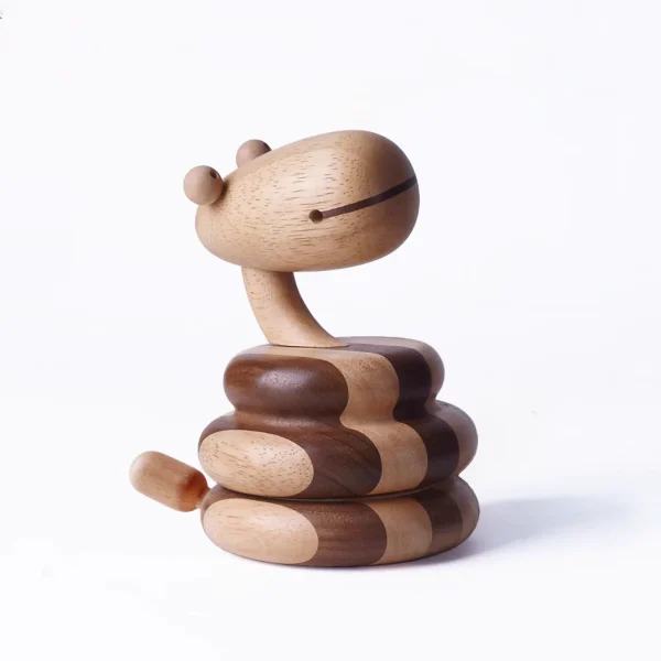 A unique wooden snake music box, perfect for adding a whimsical touch to your decor