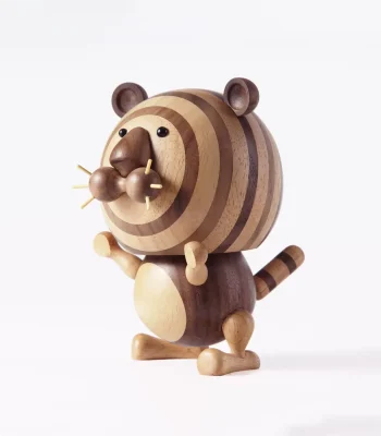 A beautifully crafted wooden tiger music box, adding charm and elegance to any space