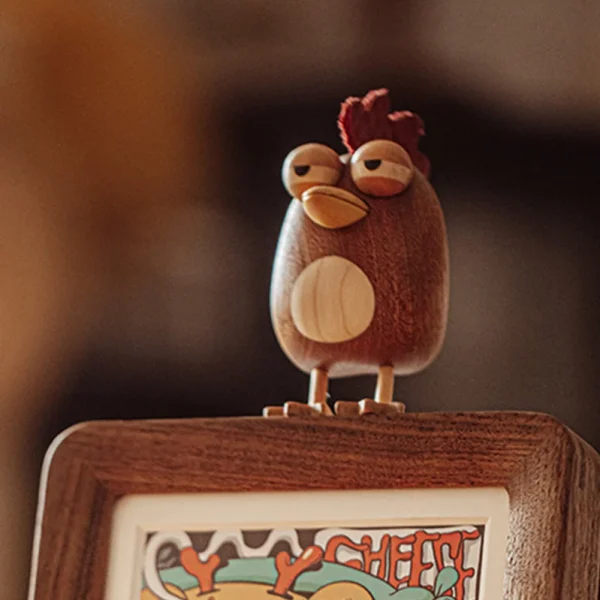 A charming handcrafted chicken-themed ornament designed