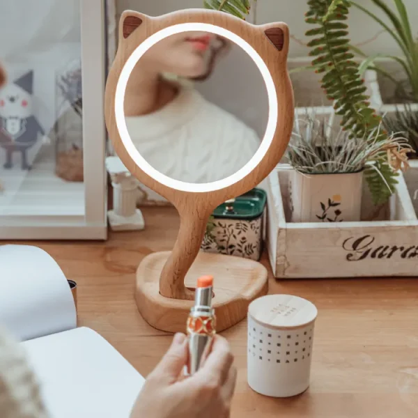 A stylish cat ears makeup mirror perfect for any vanity