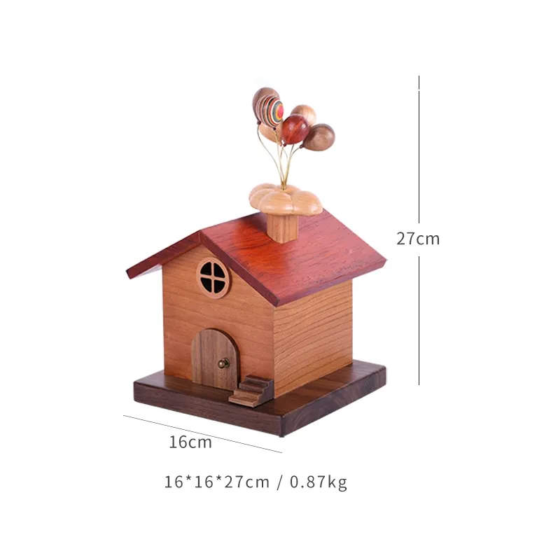 This adorable small-sized wooden piggy bank features a charming floating house design, making it perfect for saving your coins in style