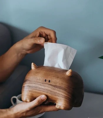 A quirky and playful Monster wooden tissue box that adds a unique touch to any room while keeping tissues within easy reach.