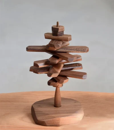 A unique handmade wooden tree figurine perfect for DIY table decor