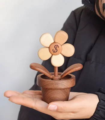 wooden flower for lucky ornament gift for bestie