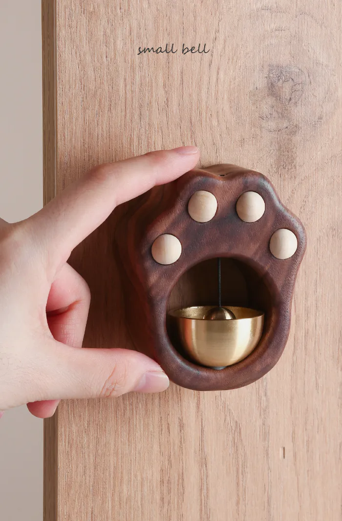 Decorative cat paw bell made from wood