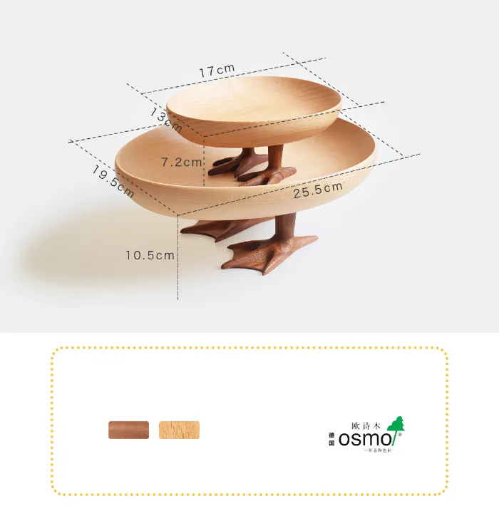 Chicken & Goose Feet Wooden Pedestal Plate Size