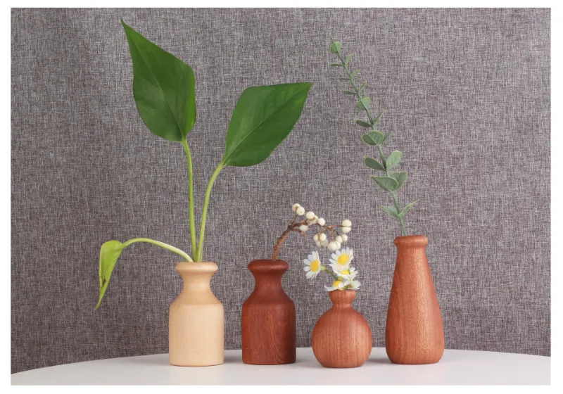 Minimalist-style wooden vase, suitable for displaying small flower arrangements or as a standalone decor piece