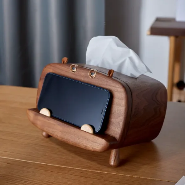 Wooden tissue box with a mobile stand, perfect for creative decor