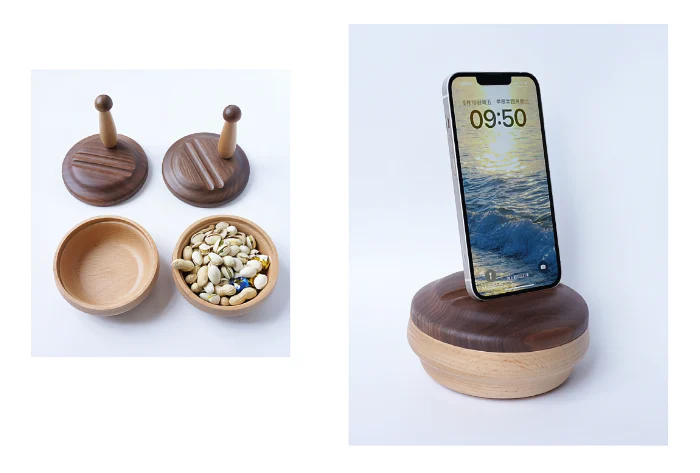 Creative phone stand with fruit storage, combining creativity with functionality for home or office