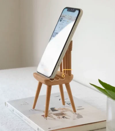 Unique chair-shaped wooden phone holder, a perfect creative gift for loved ones