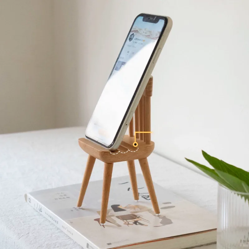 Unique chair-shaped wooden phone holder, a perfect creative gift for loved ones