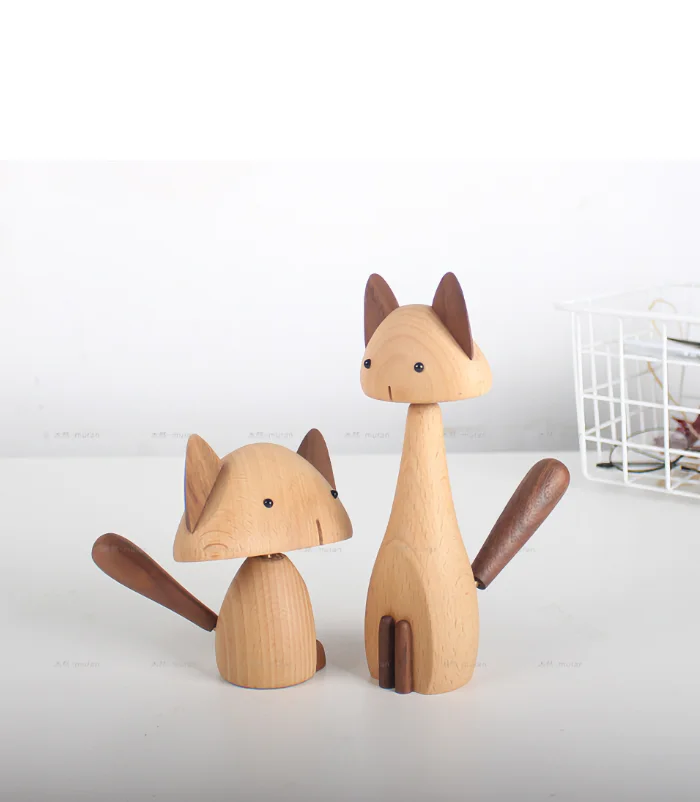 Handcrafted wooden cat decor piece