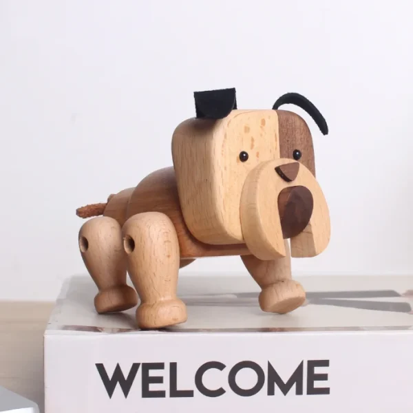 Wooden carving of an English bulldog for home decor