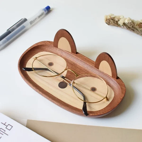 Adorable fox-shaped wooden tray, perfect for organizing glasses, accessories, or small items