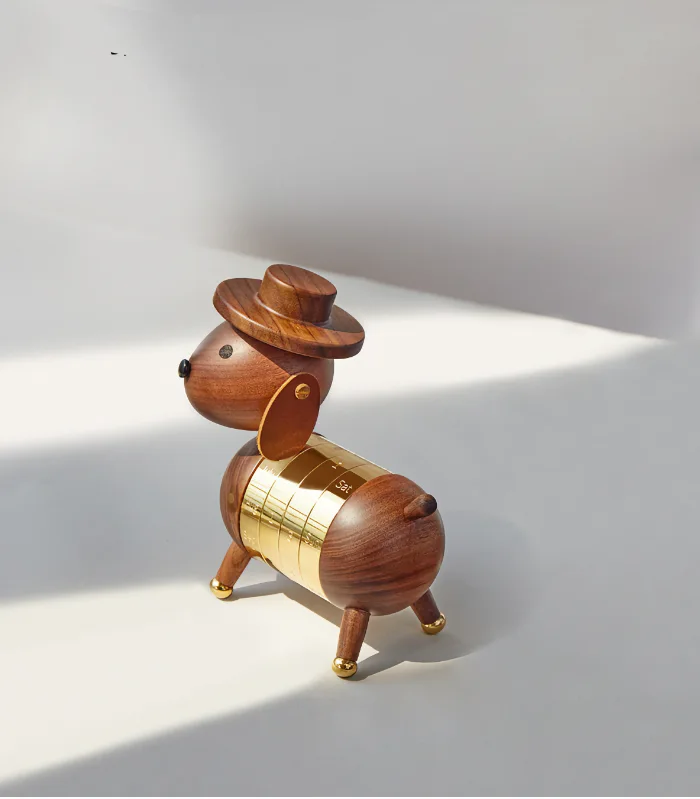 High-quality wooden gentleman dog figurine, ideal for decor and organization