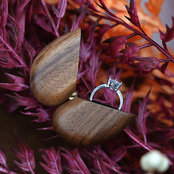 A romantic heart-shaped box perfect for holding wedding rings