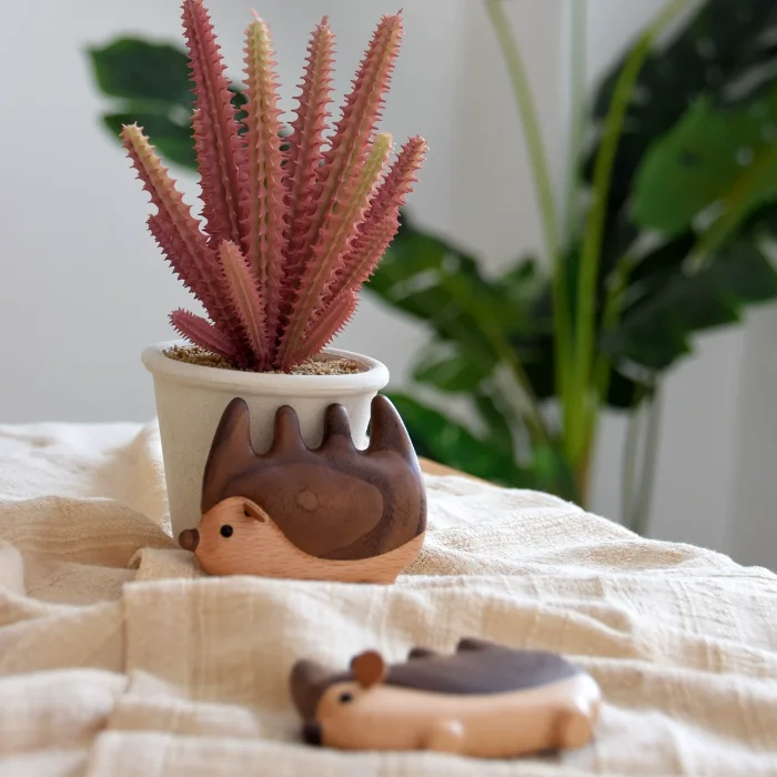 Cute hedgehog massage comb, a great wooden decor for home