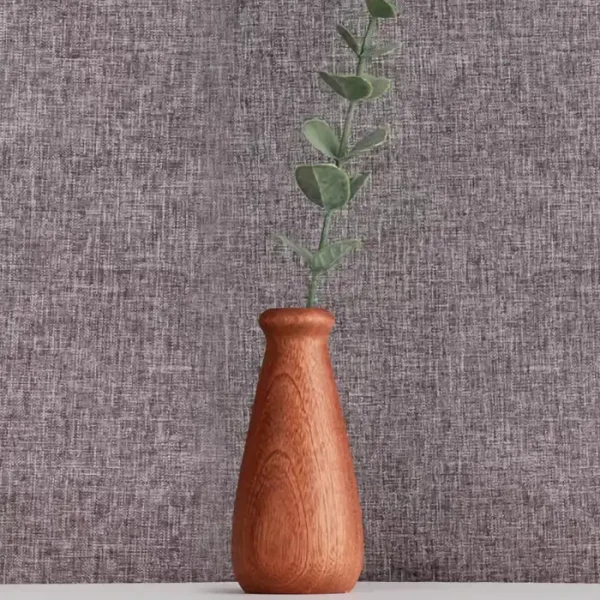 Simple and elegant wooden vase, handcrafted for dried flowers and minimalist home decor