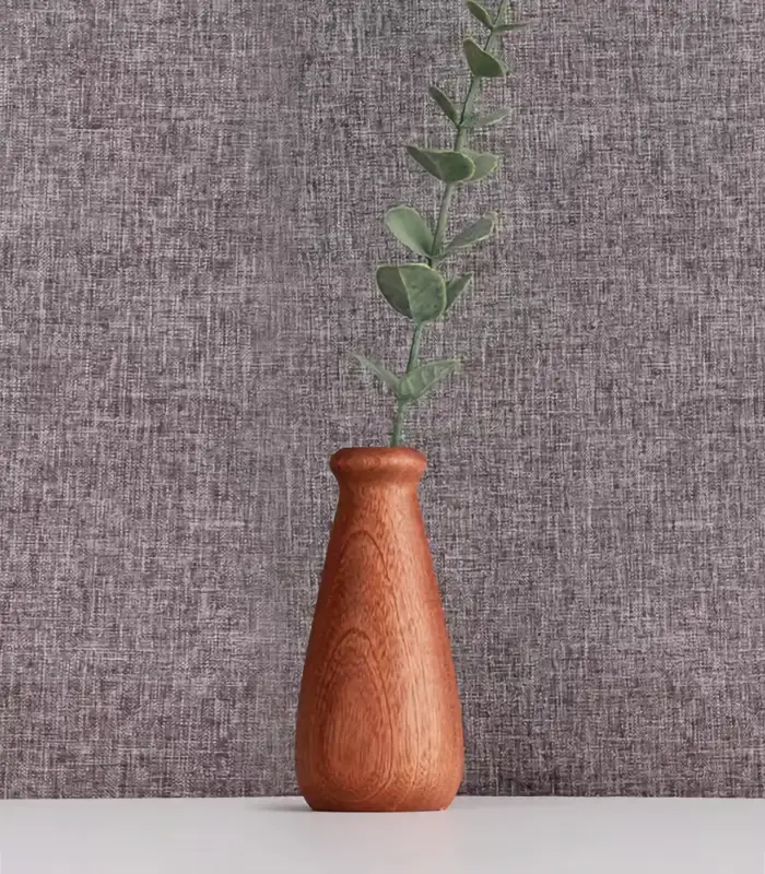 Simple and elegant wooden vase, handcrafted for dried flowers and minimalist home decor