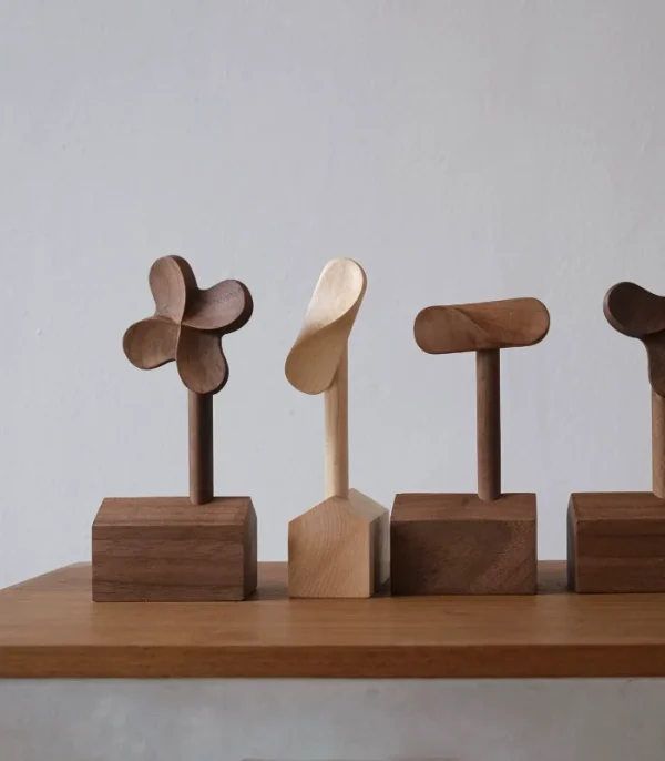 Wooden pinwheel decor for desk, ideal for office or home