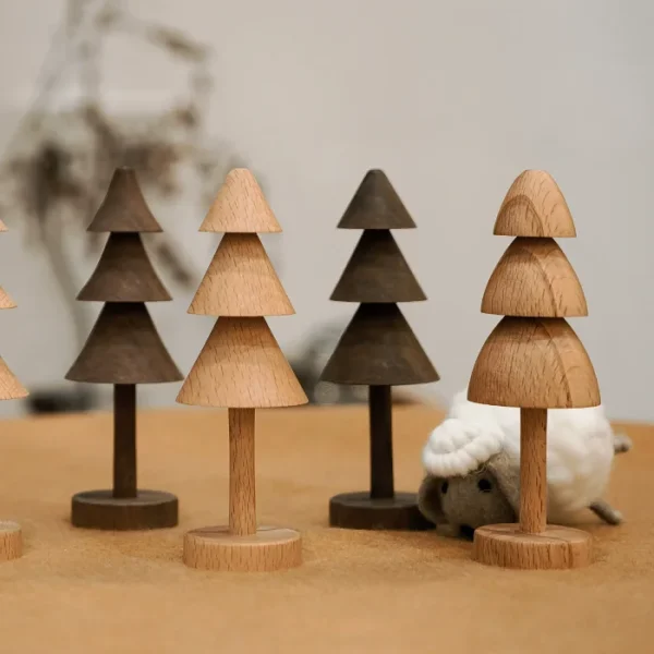 Elegant wooden Christmas tree decor, perfect for living room or study