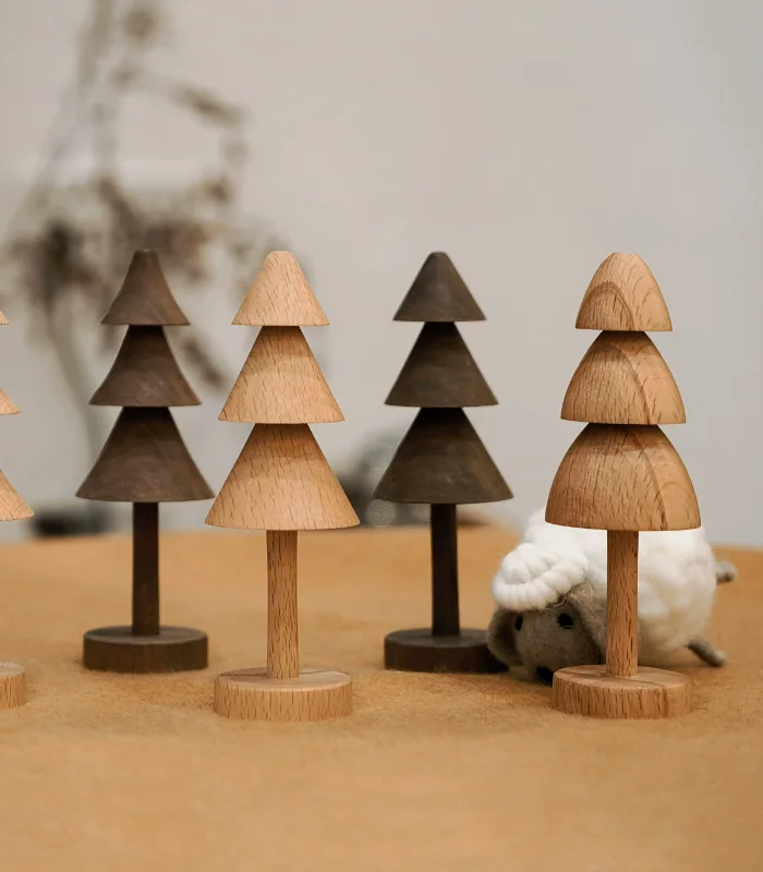 Elegant wooden Christmas tree decor, perfect for living room or study