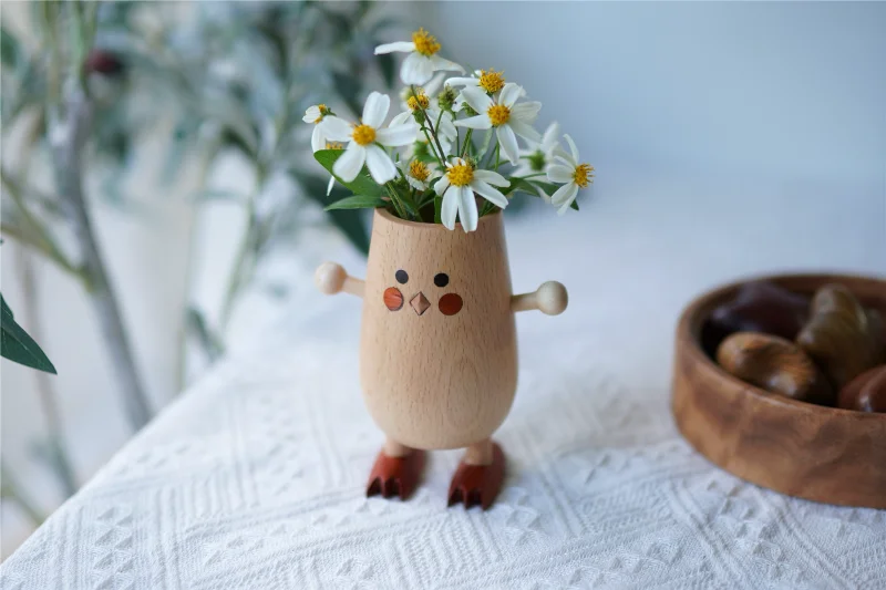 Wooden dried flower decorative bottle