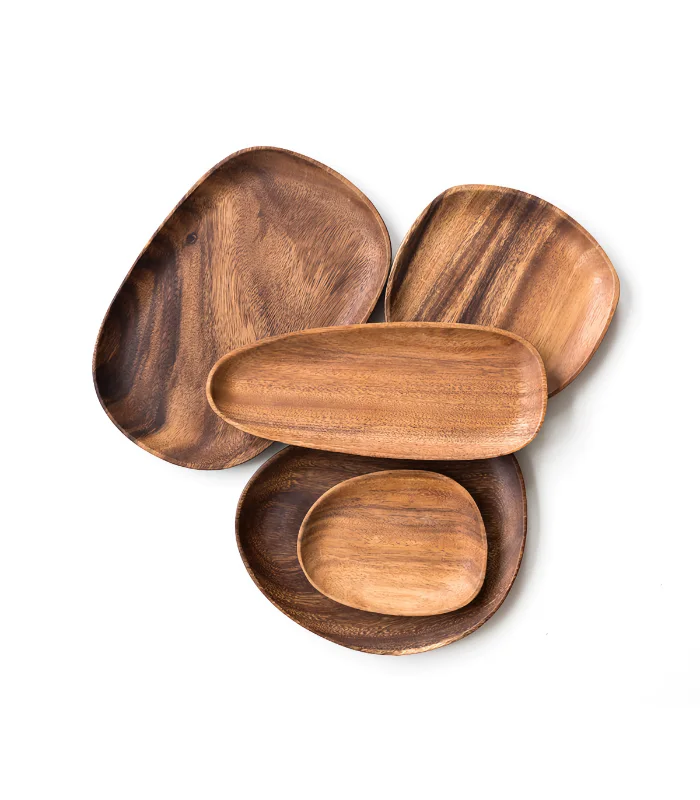 Wooden dish plate in Japanese style, perfect for snacks and fruits