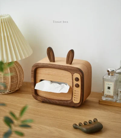 Creative rabbit-shaped tissue box in a TV design, perfect for home decor