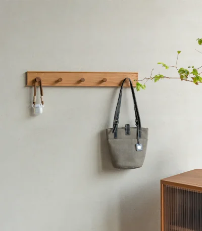 Rustic Wooden Board Hooks for Entryway, Easy Installation