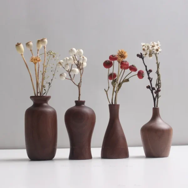 Elegant ins-style walnut wood vases, adding a touch of Nordic-inspired decor