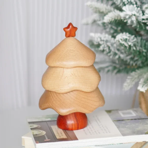 Christmas tree-shaped wooden jewelry box, perfect for festive storage and decor