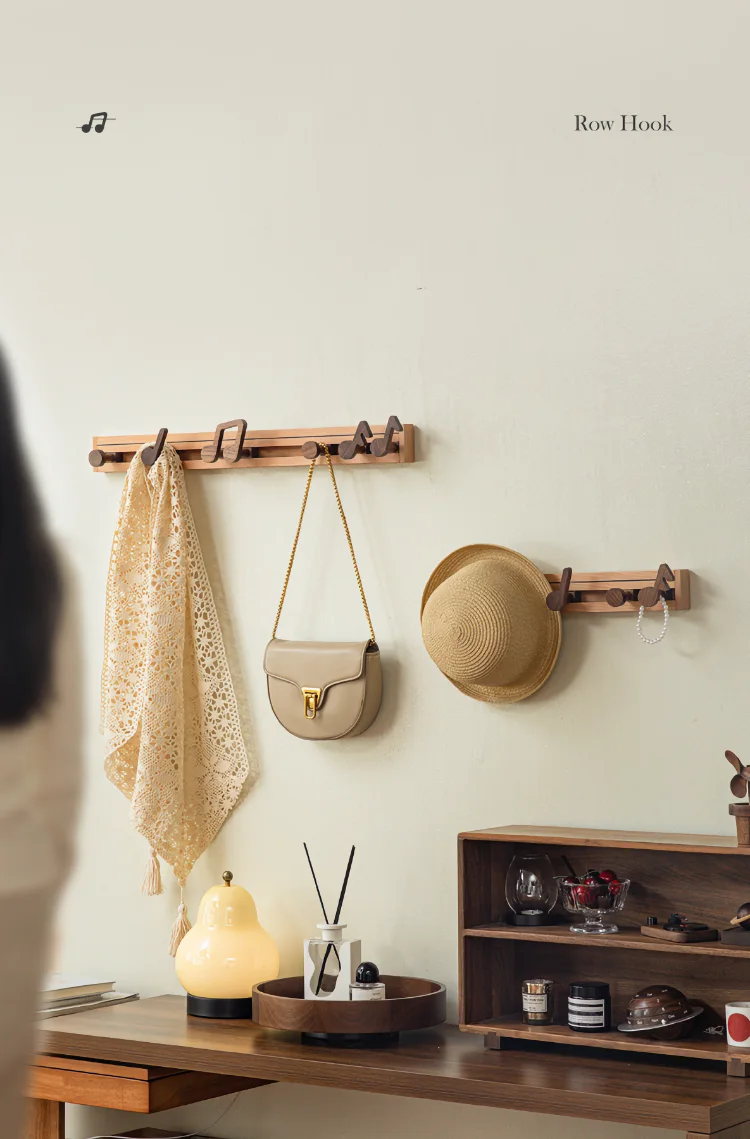 Decorative wooden coat hooks inspired by music note