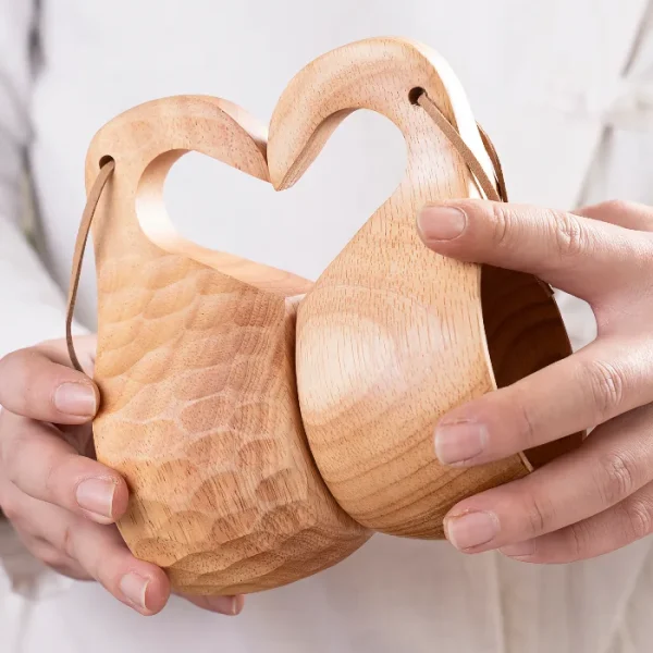 Wooden Mug with Unique Elephant Trunk Handle for Stylish Grip