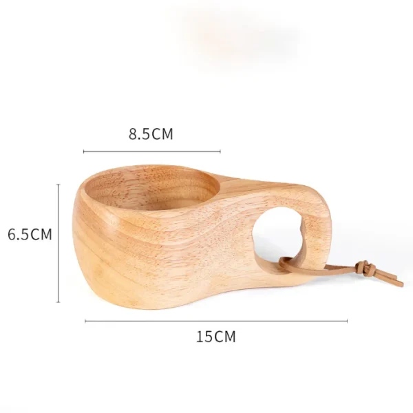 Rustic Wooden Kuksa Cup with Oversized Handle Hole for Comfort