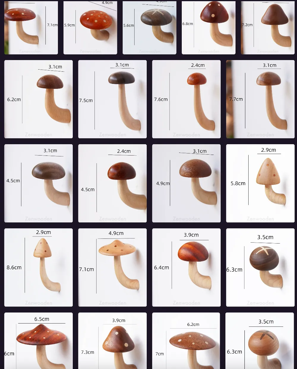 Mushroom fridge Magnets, size view