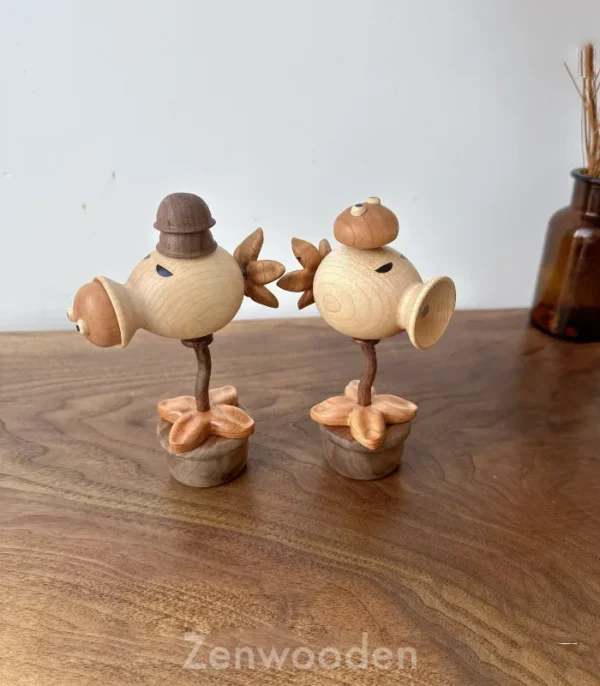 Wooden Peashooter ornament placed on a desk, adding fun and charm to workspace decor